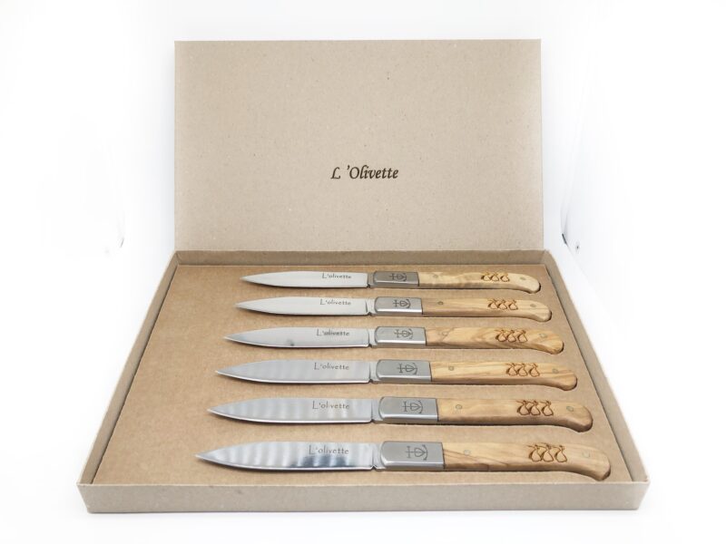 Coffret de table 6 Couteaux Olivette - Bois d'Olivier 100% Français