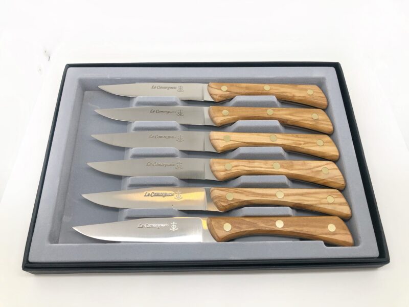 Coffret de table 6 Couteaux bois d'olivier 100% Français