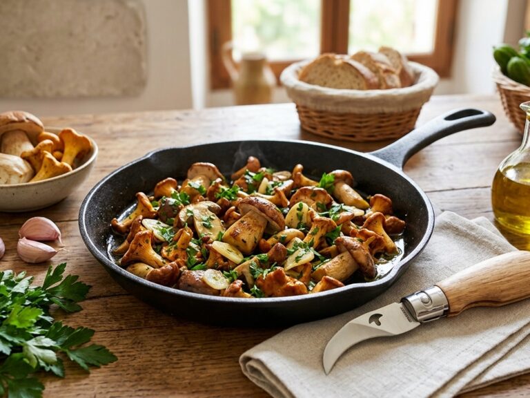 Poêlée de champignons des Cévennes à l’ail, au persil et à l’huile d’olive Poêlée de champignons des Cévennes à l’ail, au persil et à l’huile d’olive