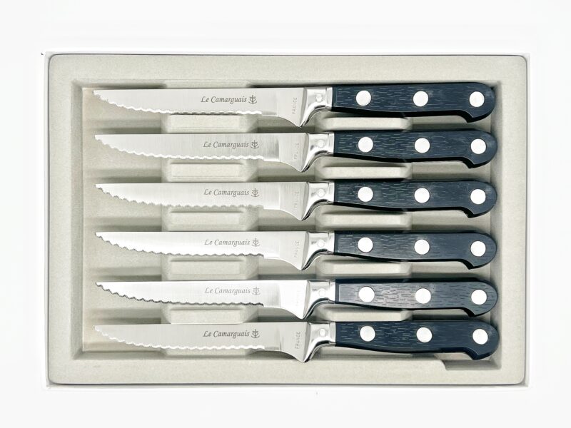 Coffret de 6 Couteaux lame dentée à steak - Résine 100% Français