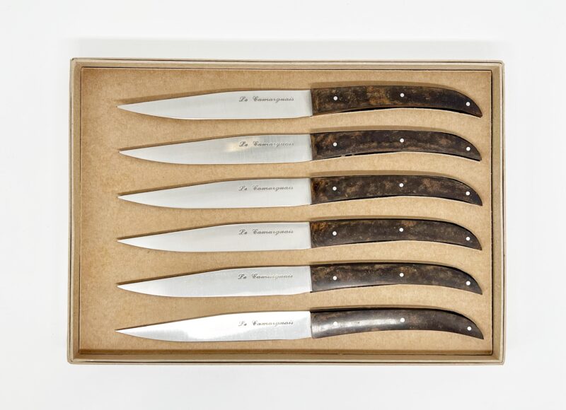 Commandez votre coffret 6 couteaux traditionnel 100% français Le Camarguais Paperstone marron sur notre boutique en ligne - Paiement Sécurisé